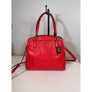 Coach Madison Minetta Red Pebbled Leather Satchel Gold Hardware 27862